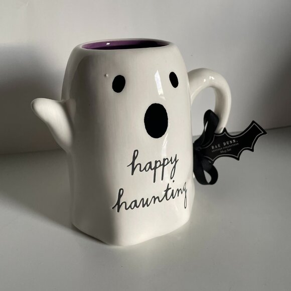 Rae Dunn Halloween Mug Set Ghost Happy Haunting Pumpkin Beware With Topper BNWB - Picture 6 of 16
